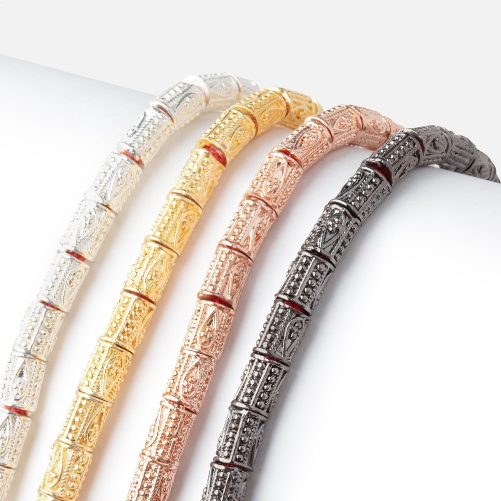 6x4mm Teardrop Design Tube Beads - 8" Strand, 33 Pieces - AtlantaFindingsCompany