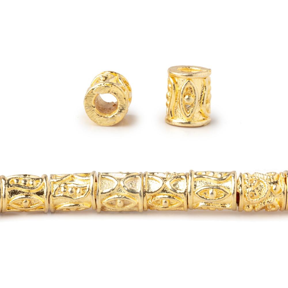 6x5mm Evil Eye Design Tube Beads - 8" Strand (33 pcs) - AtlantaFindingsCompany