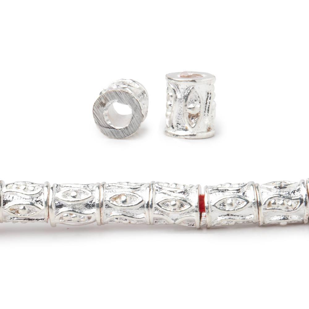 6x5mm Evil Eye Design Tube Beads - 8" Strand (33 pcs) - AtlantaFindingsCompany