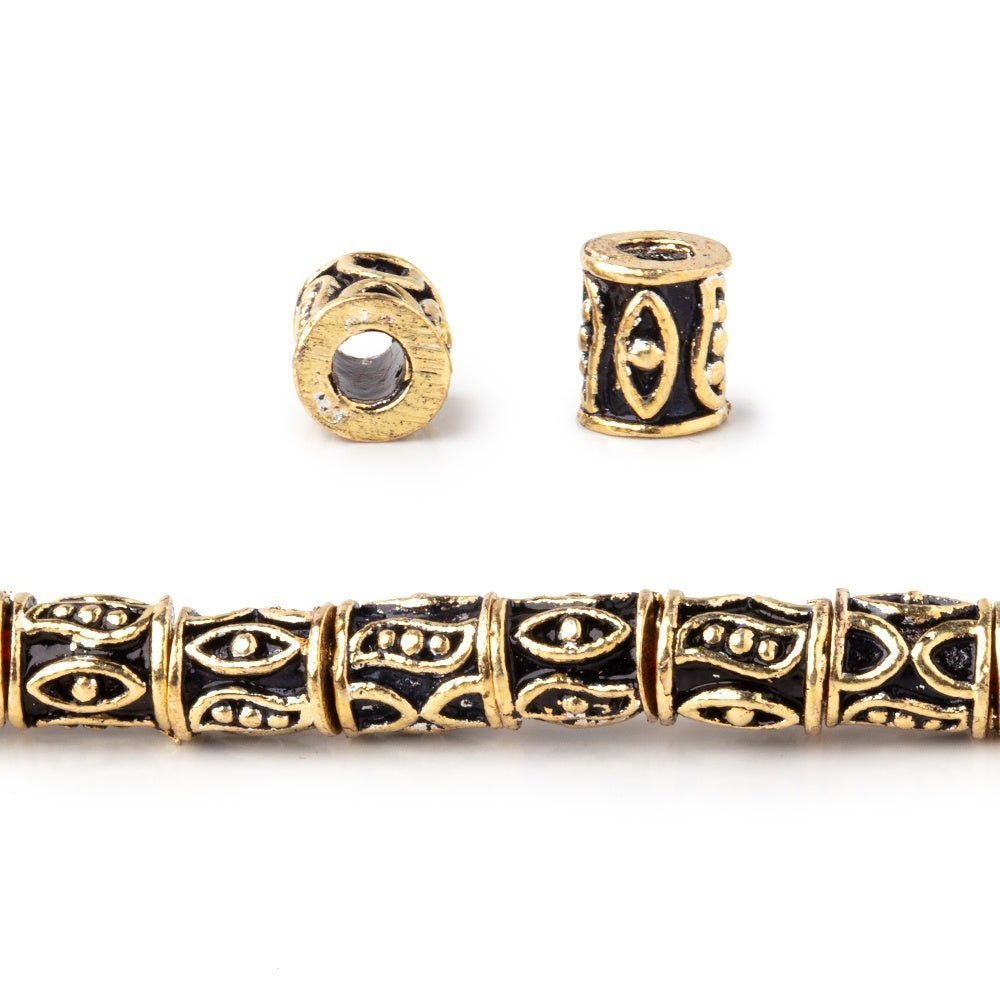 6x5mm Evil Eye Design Tube Beads - 8" Strand (33 pcs) - AtlantaFindingsCompany