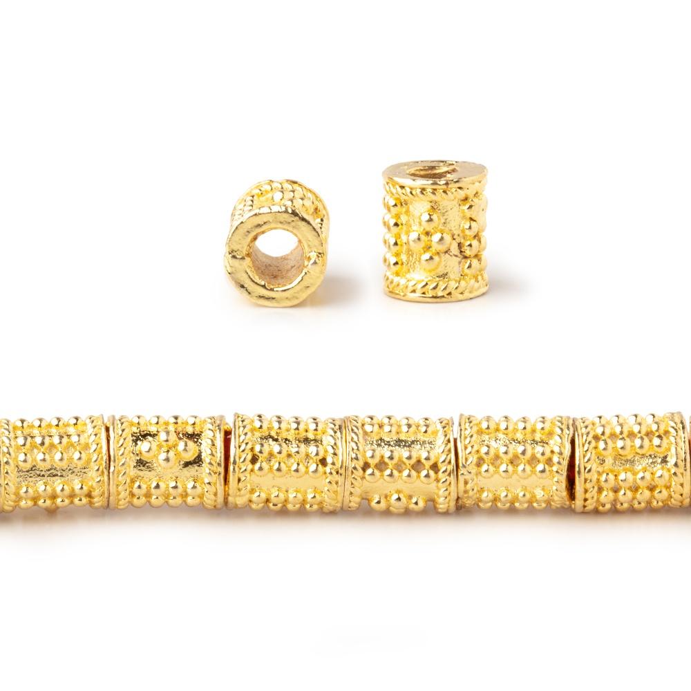 6x5mm Miligrain Dotted Tube Beads - 8" Strand (Approx. 33 pcs) - AtlantaFindingsCompany