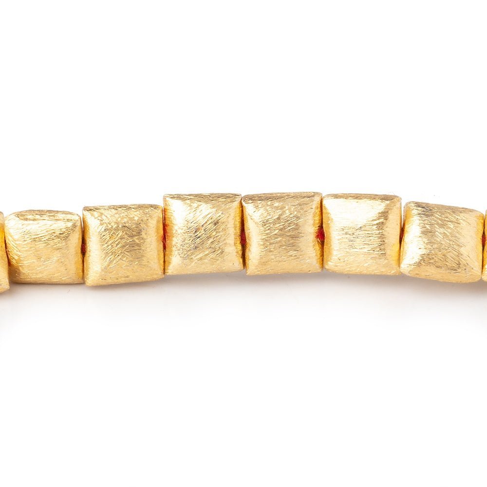 6mm 22kt Gold Plated Brushed Square Beads - 8 Inch Strand (32 Pieces) - AtlantaFindingsCompany