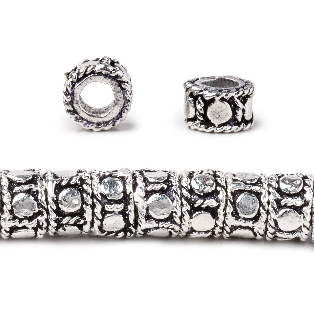 7mm Dotted Cylinder Tube Beads - 8 Inch Strand (Approx. 47 Pieces) - AtlantaFindingsCompany