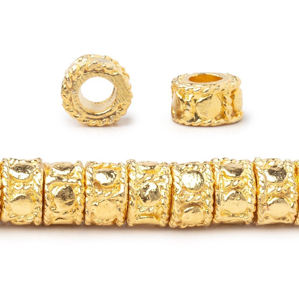 7mm Dotted Cylinder Tube Beads - 8 Inch Strand (Approx. 47 Pieces) - AtlantaFindingsCompany