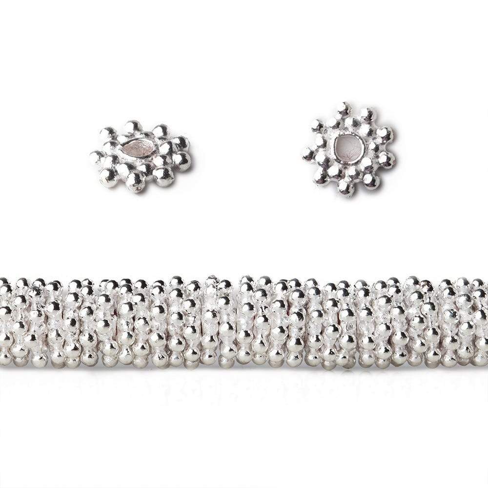 7mm Double Row Daisy Spacer Beads - 2mm Hole, 8" Strand (Approx. 145 Beads) - AtlantaFindingsCompany