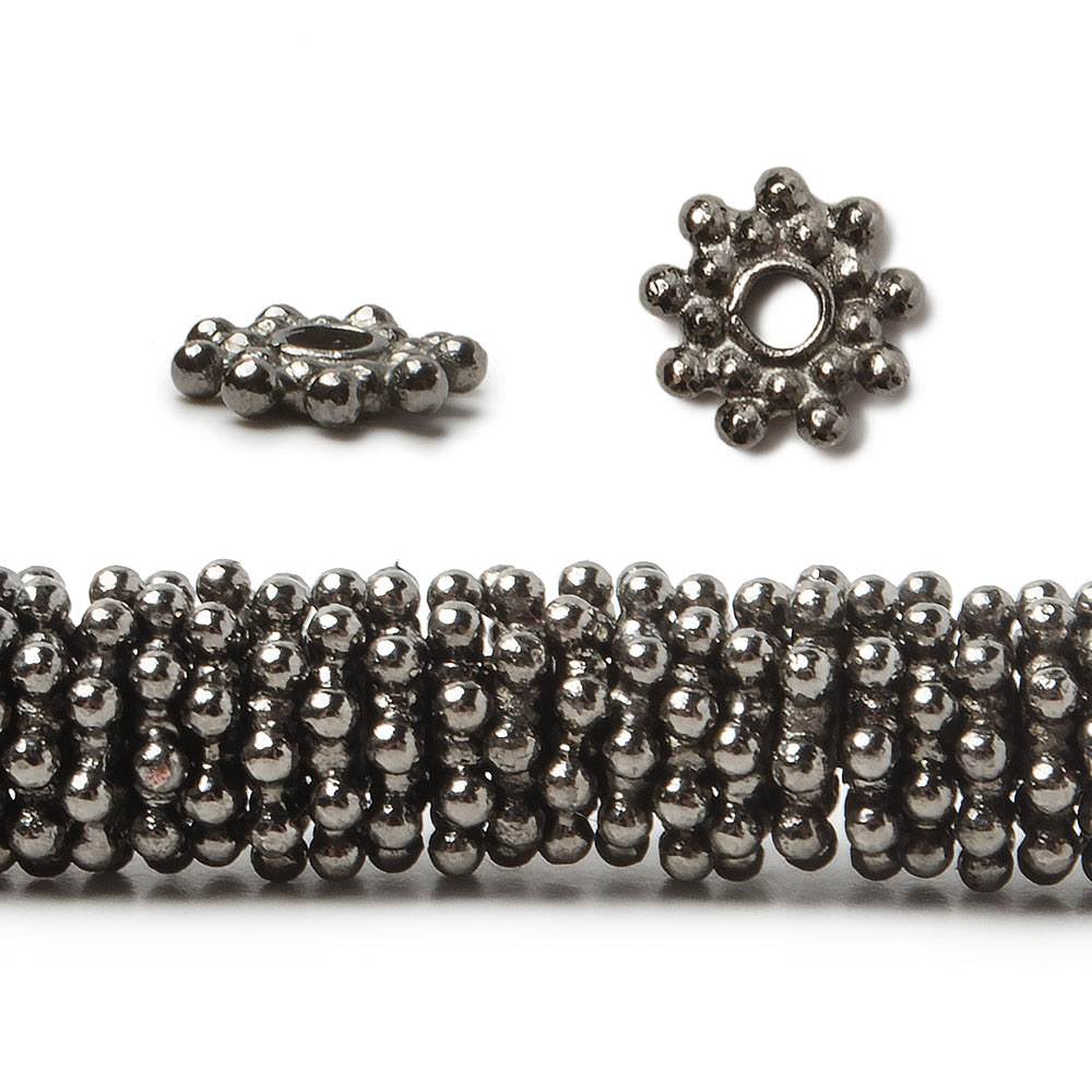 7mm Double Row Daisy Spacer Beads - 2mm Hole, 8" Strand (Approx. 145 Beads) - AtlantaFindingsCompany
