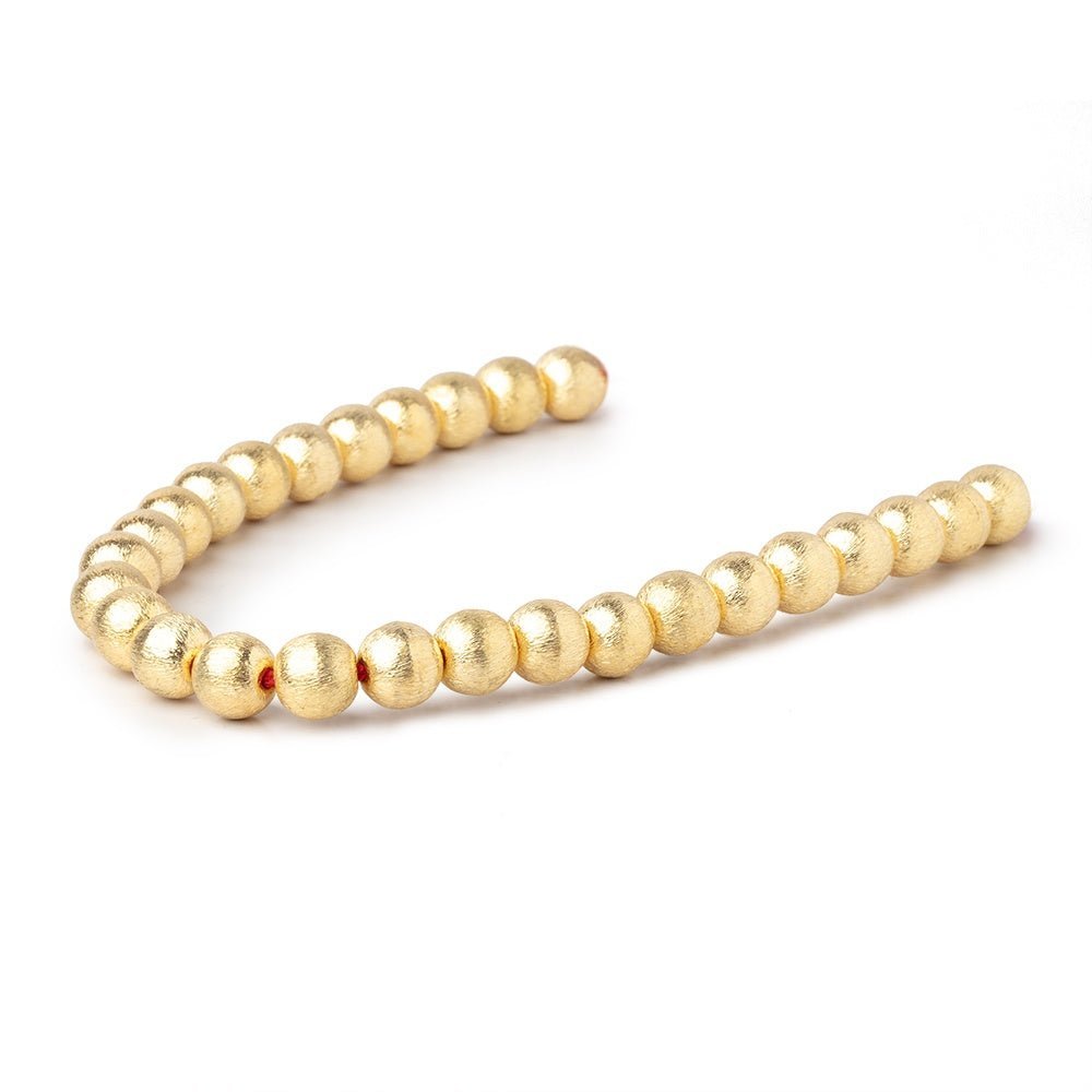 22kt Gold Plated Brushed Copper Round Beads - 8mm - AtlantaFindingsCompany