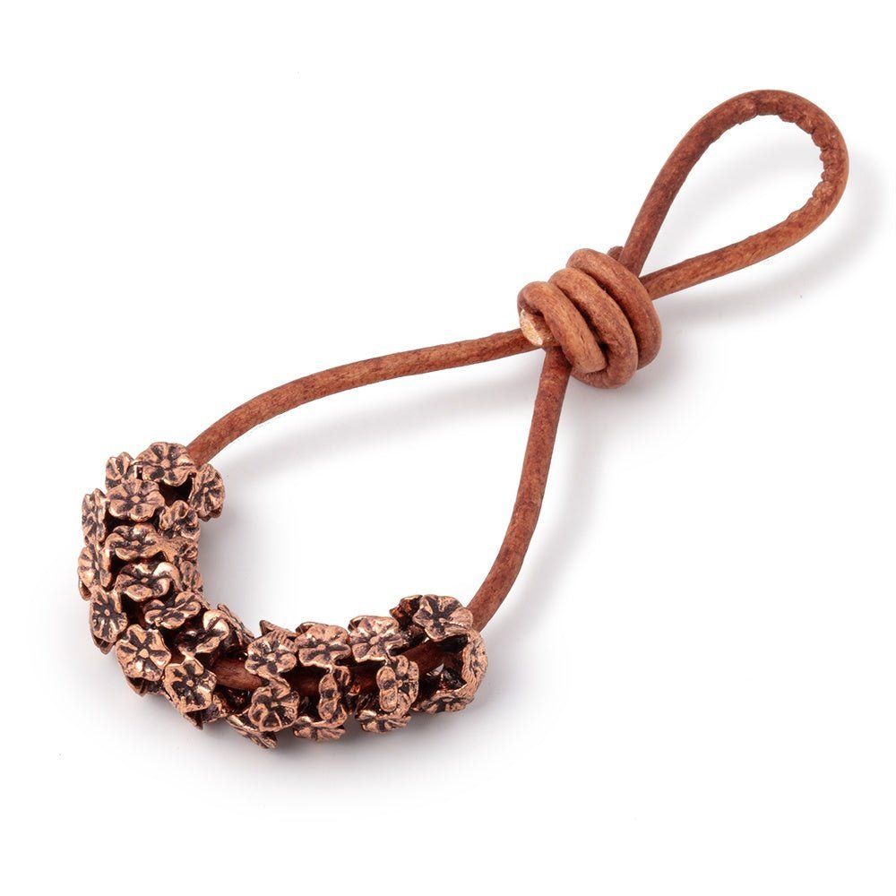 Set of 10: 8mm Antiqued Copper Large Hole Beads with Floral Edge - AtlantaFindingsCompany