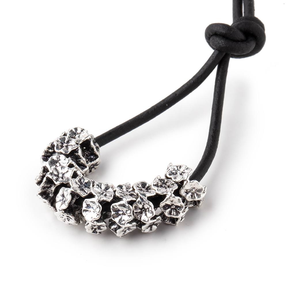 Set of 10: 8mm Antiqued Silver Plated Copper Floral Edge Large Hole Spacer Beads - AtlantaFindingsCompany