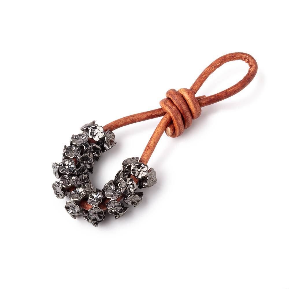 10x 8mm Black Gold Plated Copper Beads - Floral Edge, Large Hole Spacer Beads - AtlantaFindingsCompany