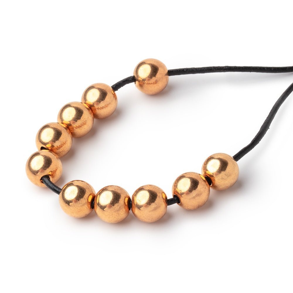Set of 10: 8mm Brass Plain Large Hole Round Beads - AtlantaFindingsCompany