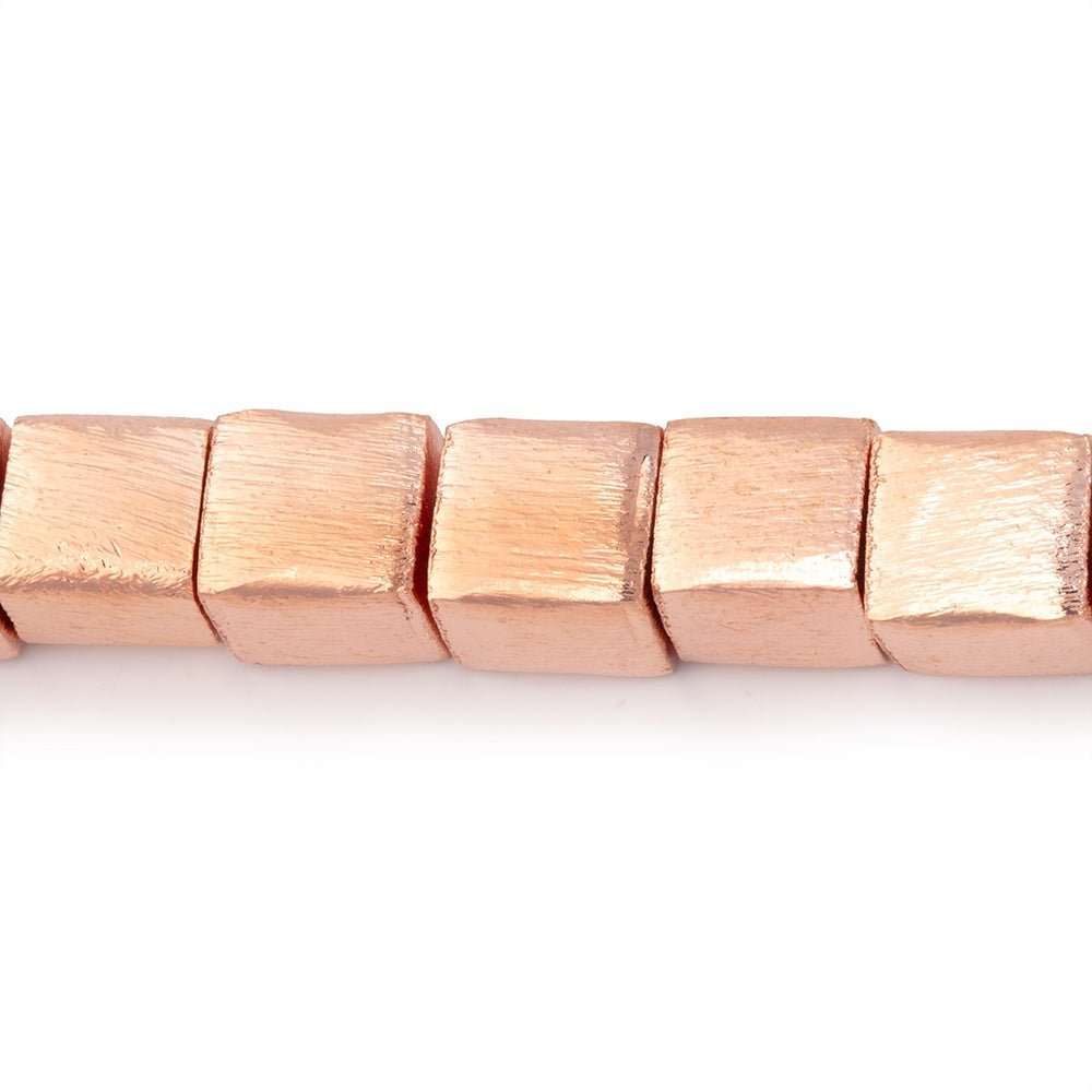 8mm Brushed Cube Beads - Plated Copper with 1.5mm Drill Hole - AtlantaFindingsCompany