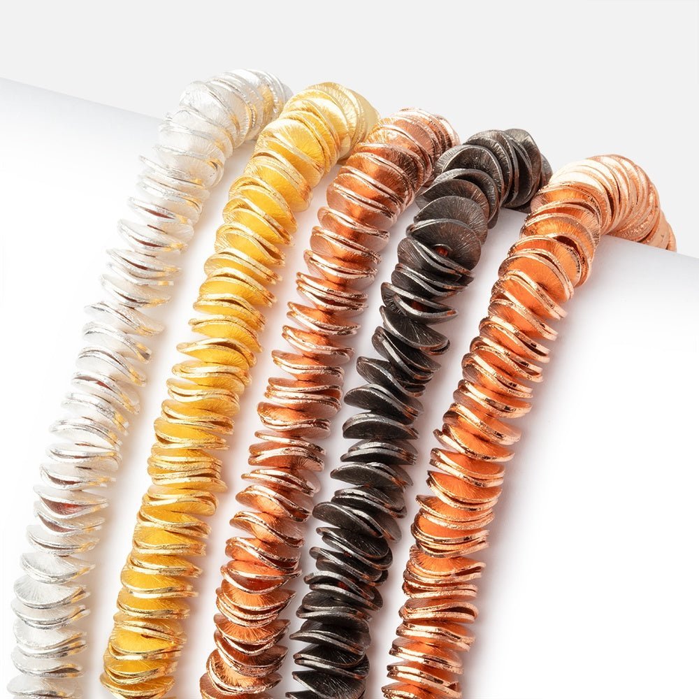 8mm Brushed Wavy Disc Spacer Beads - 8 - inch Strand (Approx. 166 Beads) - AtlantaFindingsCompany