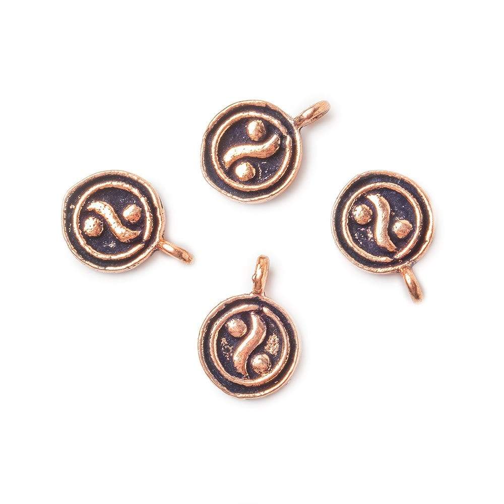 8mm Copper Charm Yin Yang Symbol Set of 4 - AtlantaFindingsCompany