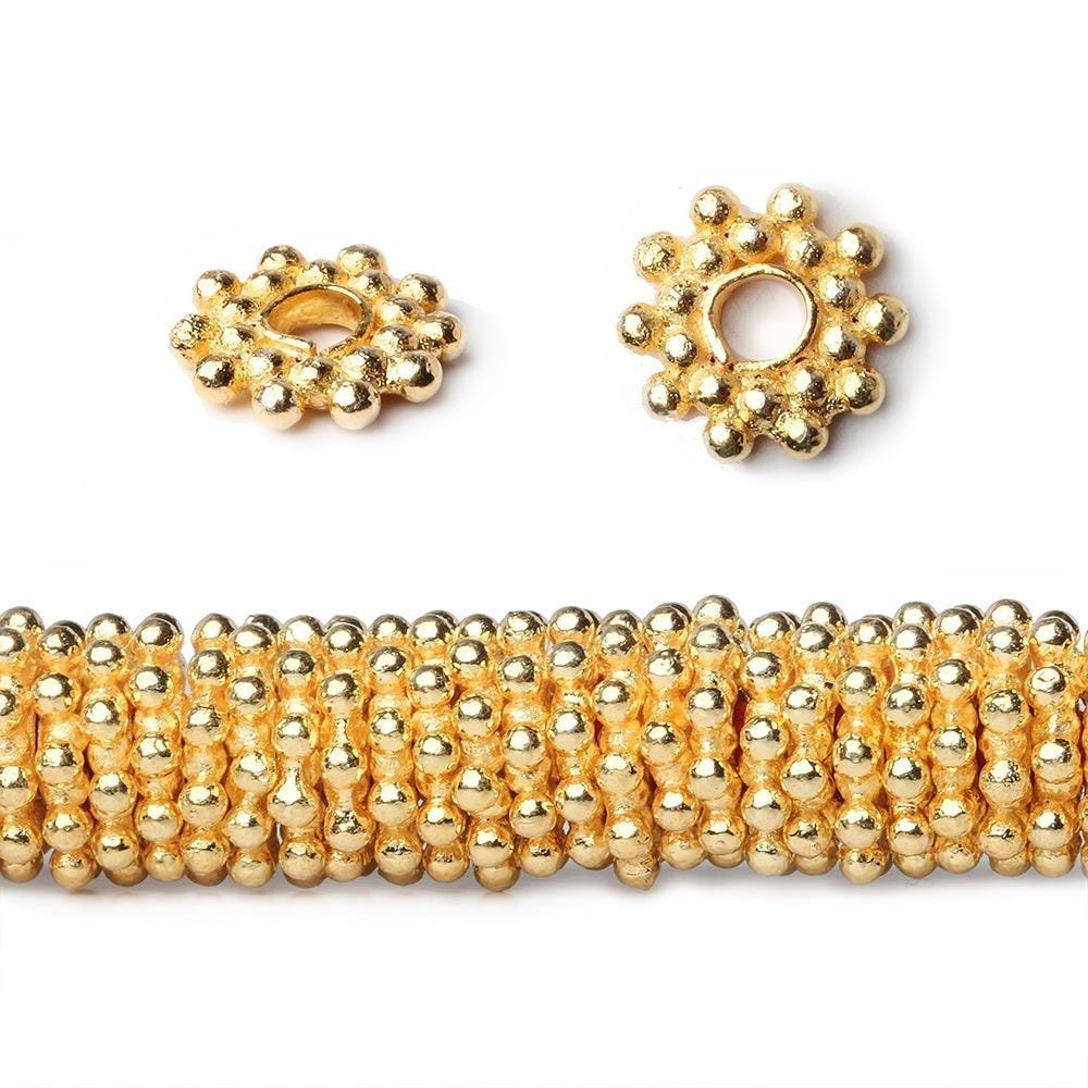 8mm Double Row Daisy Spacer Beads - 8 Inch Strand, 2.5mm Hole - Available in Gold, Black Gold, and Copper - AtlantaFindingsCompany
