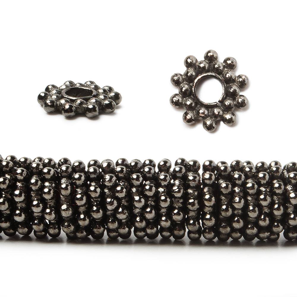 8mm Double Row Daisy Spacer Beads - 8 Inch Strand, 2.5mm Hole - Available in Gold, Black Gold, and Copper - AtlantaFindingsCompany