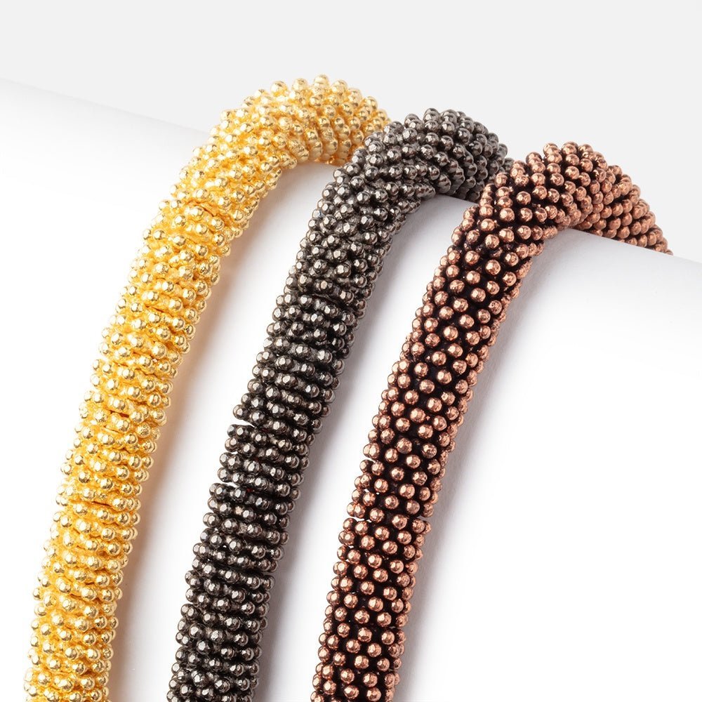 8mm Double Row Daisy Spacer Beads - 8 Inch Strand, 2.5mm Hole - Available in Gold, Black Gold, and Copper - AtlantaFindingsCompany