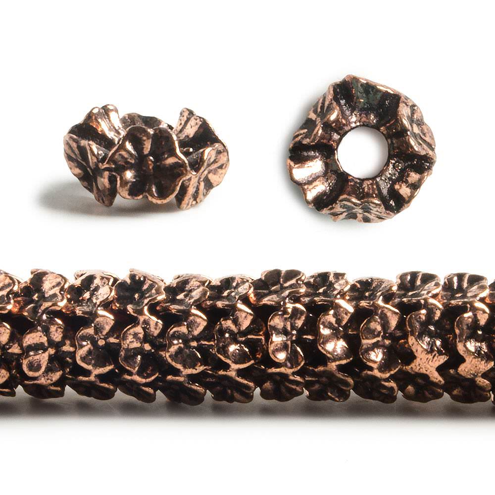 8mm Floral Edge Spacer Beads - 3mm Large Hole, 8 - inch Strand (Approx. 62 Beads) - AtlantaFindingsCompany