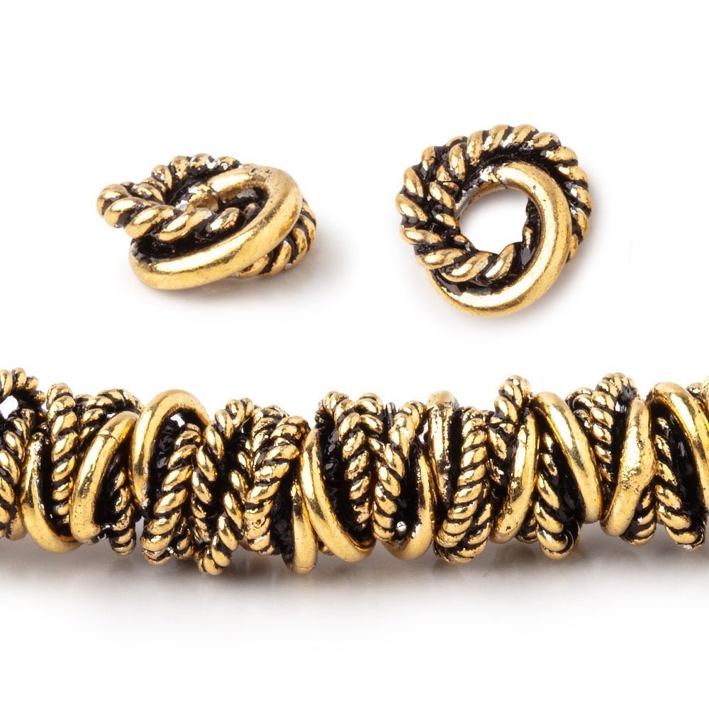 8mm Plain & Twist Mobius Large Hole Spacer Beads - 8" Strand - AtlantaFindingsCompany