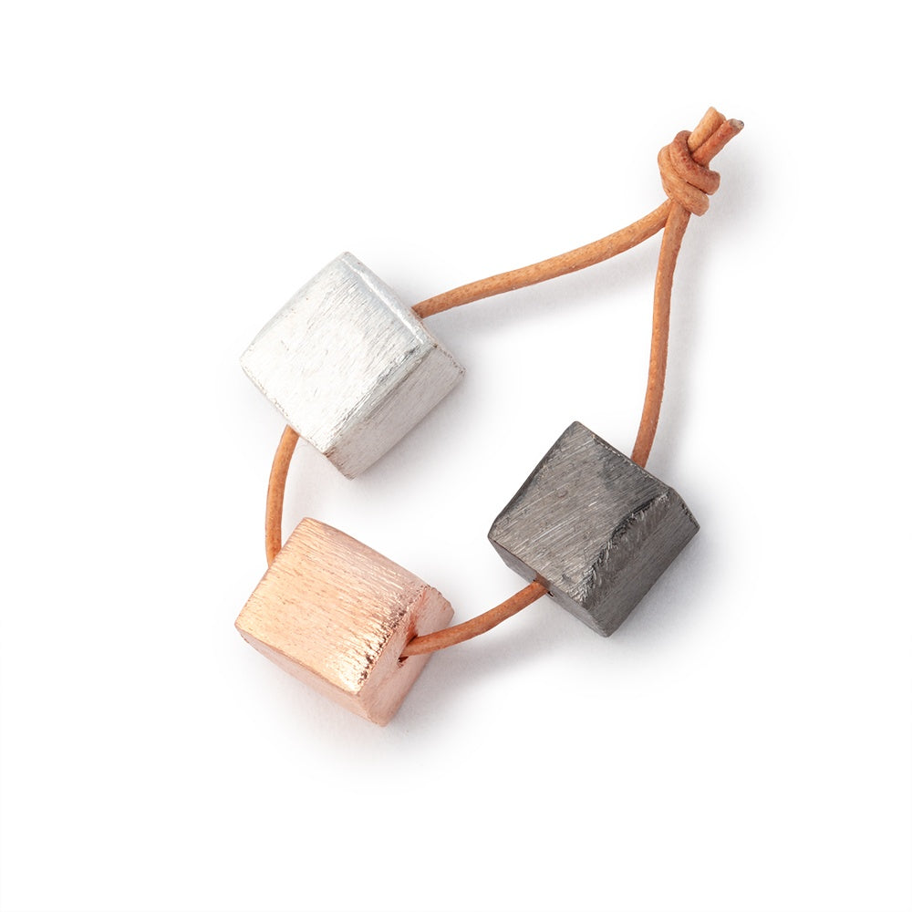 8mm Brushed Cube Set of 4 Beads - AtlantaFindingsCompany.com