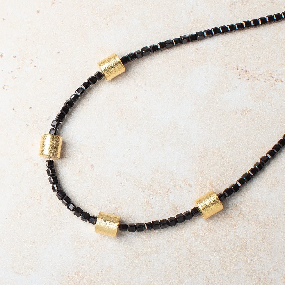 8x8mm 22kt Gold Plated Copper Brushed Tube Beads (Set of 4) - AtlantaFindingsCompany