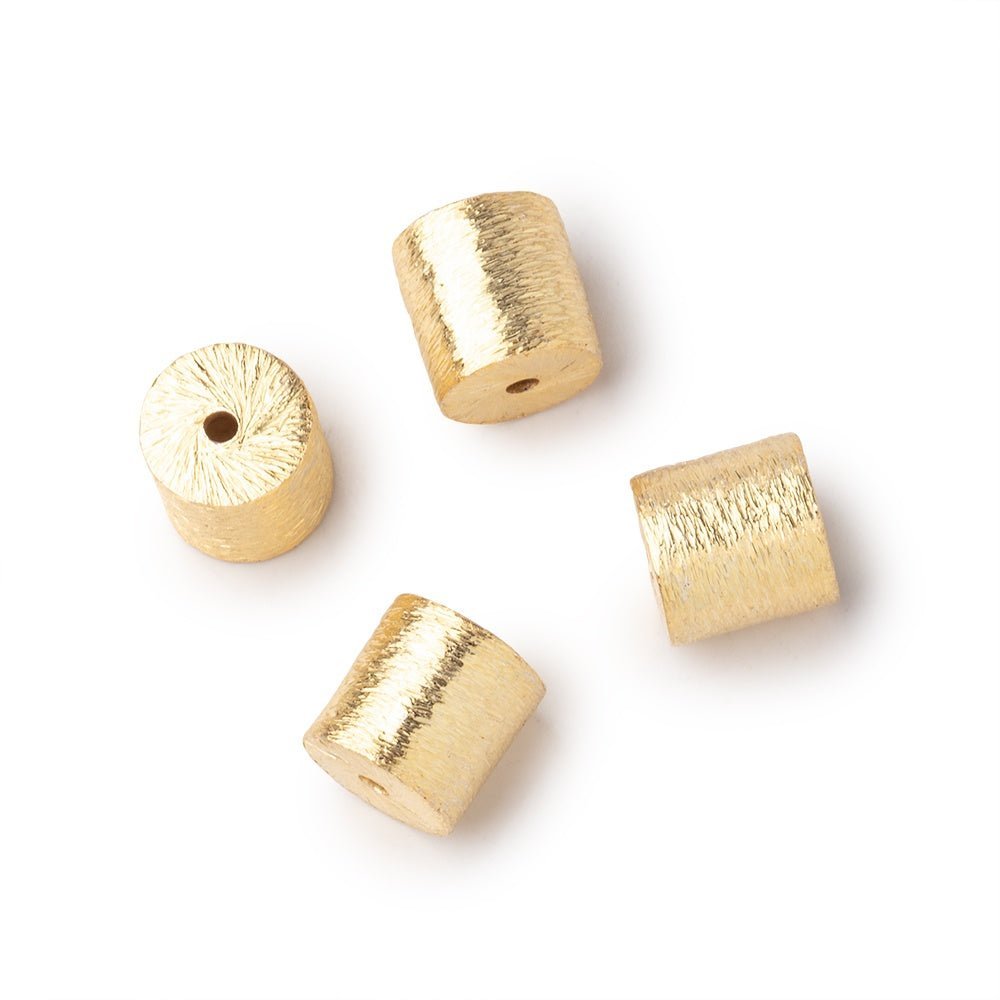 8x8mm 22kt Gold Plated Copper Brushed Tube Beads (Set of 4) - AtlantaFindingsCompany