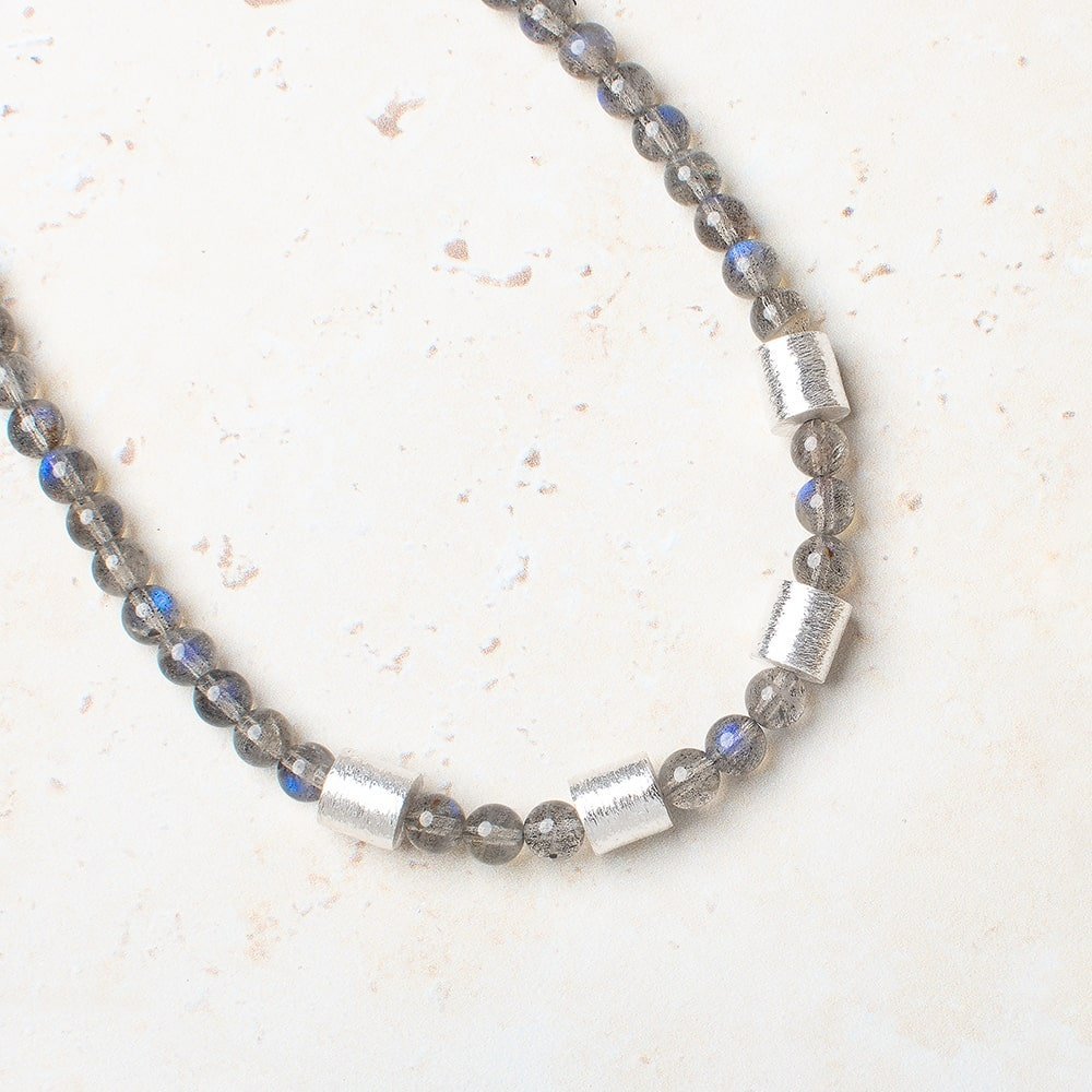 Set of 4: 8x8mm Sterling Silver Plated Copper Brushed Tube Beads - AtlantaFindingsCompany