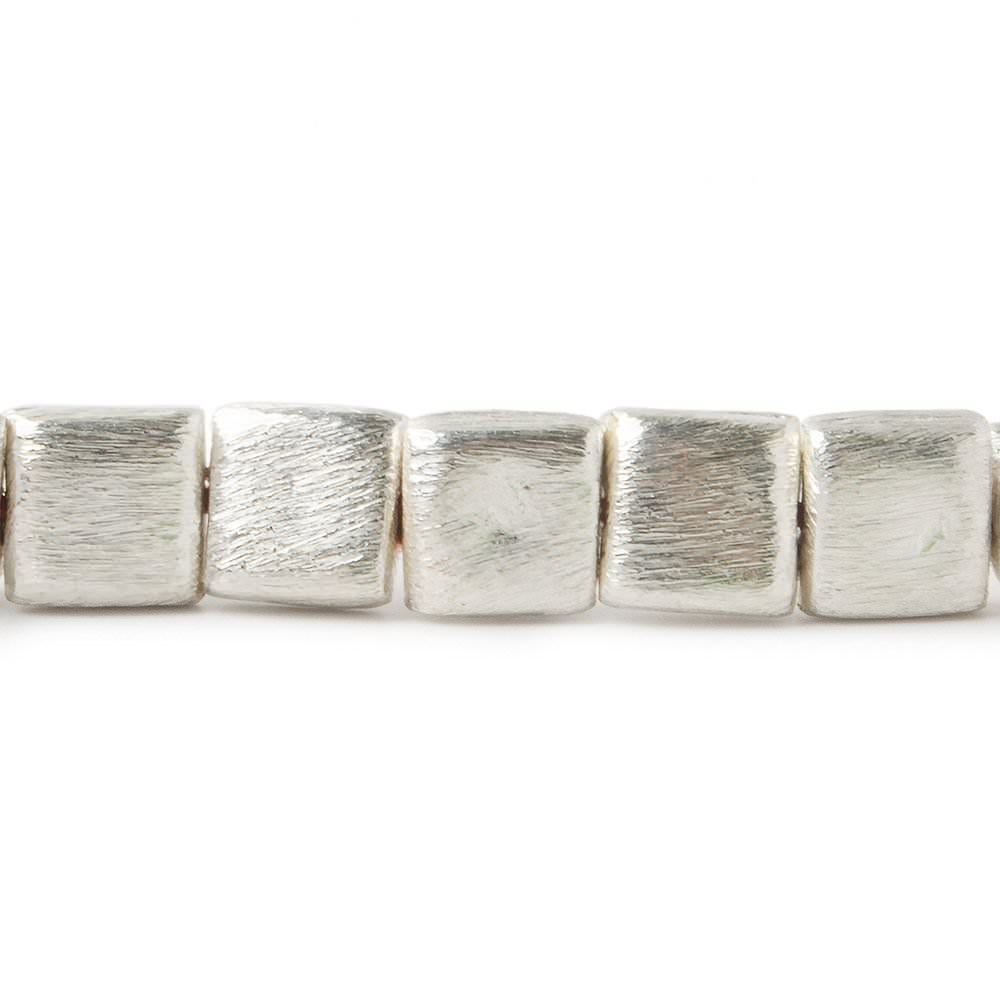 8mm Silver Plated Brushed Square Beads - 8 Inch Strand, 25 Pcs - AtlantaFindingsCompany