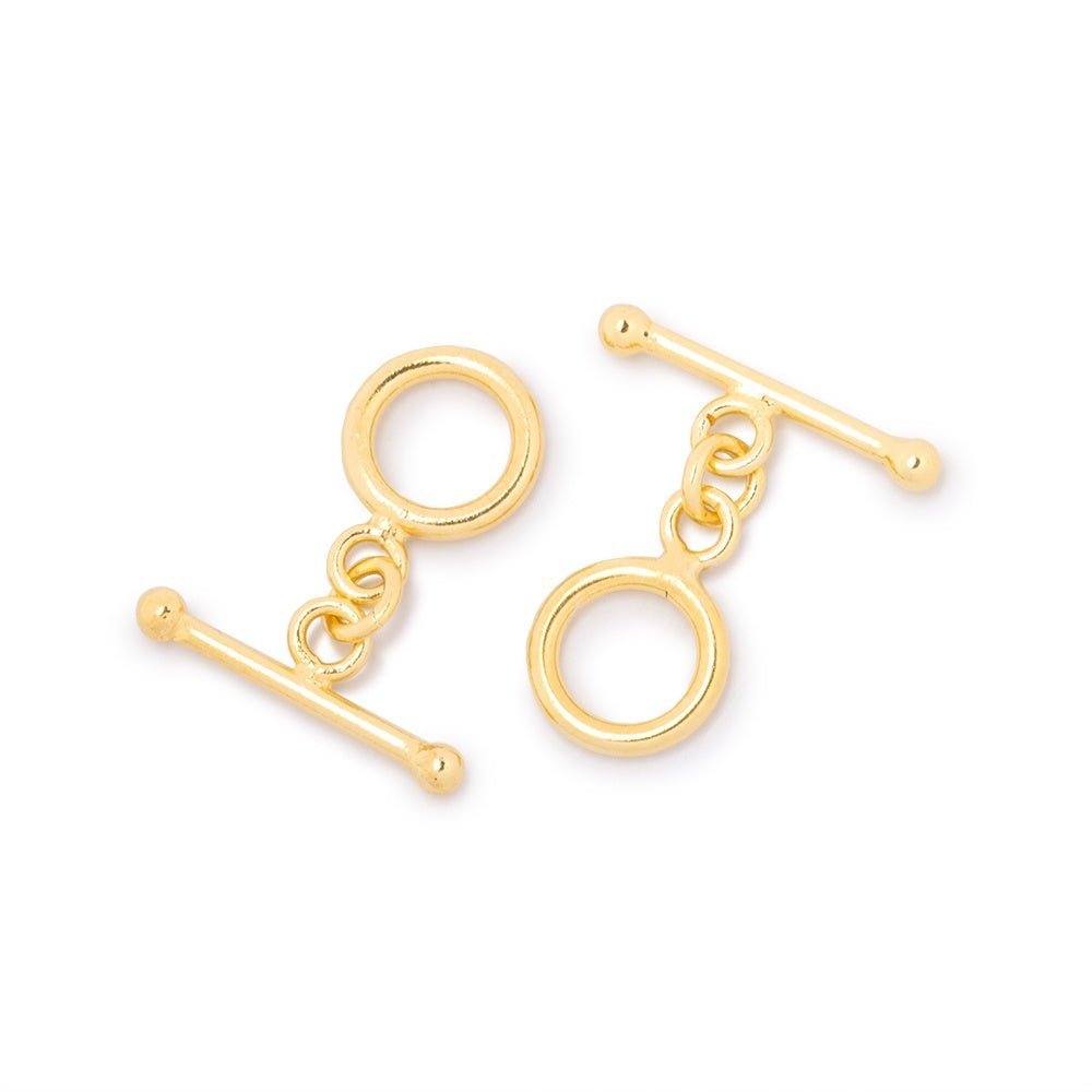 9.5mm Sterling Silver Vermeil Round Toggle Clasp - 1 Piece - AtlantaFindingsCompany