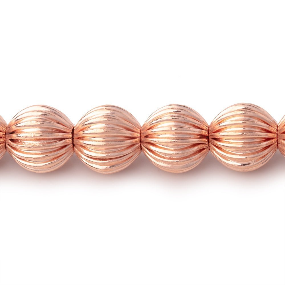 Shiny Plated Corrugated Round Beads - 9mm - AtlantaFindingsCompany