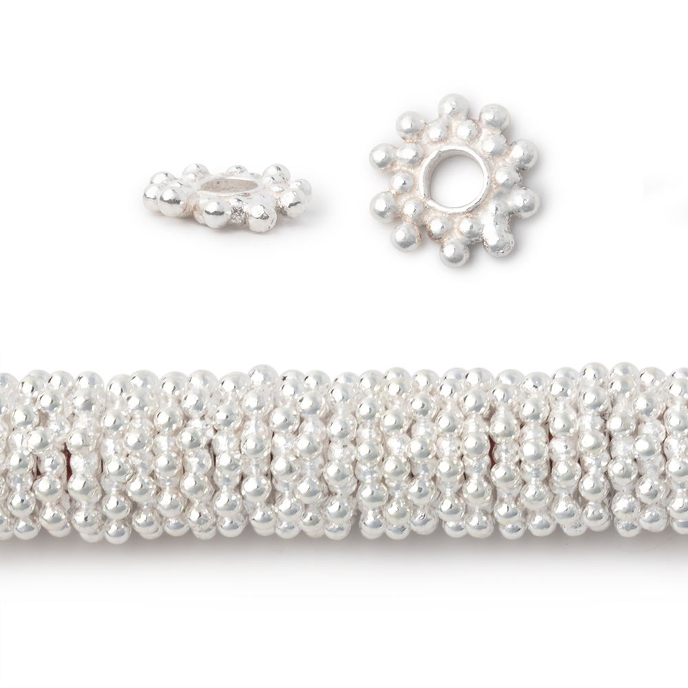 9mm Double Row Daisy Spacers - 3mm Hole, 8" Strand (Approx. 130 Beads) - AtlantaFindingsCompany