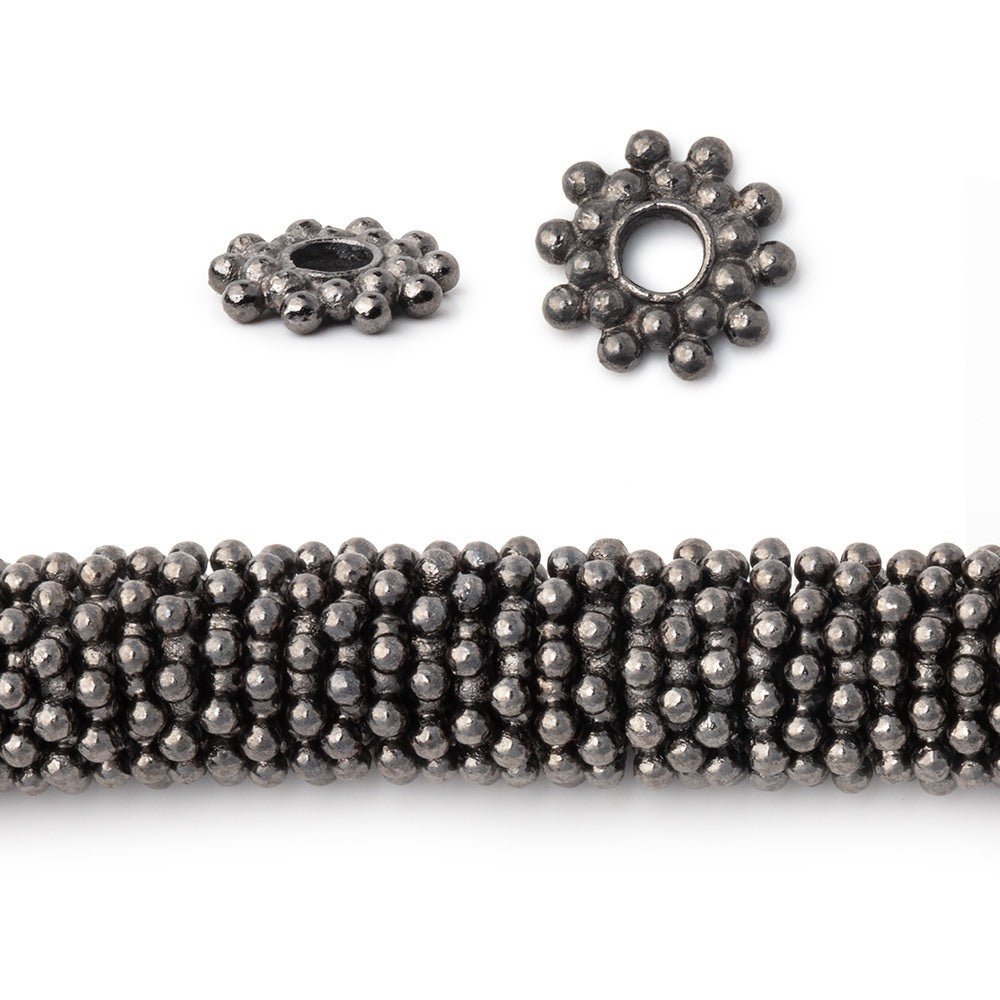 9mm Double Row Daisy Spacers - 3mm Hole, 8" Strand (Approx. 130 Beads) - AtlantaFindingsCompany