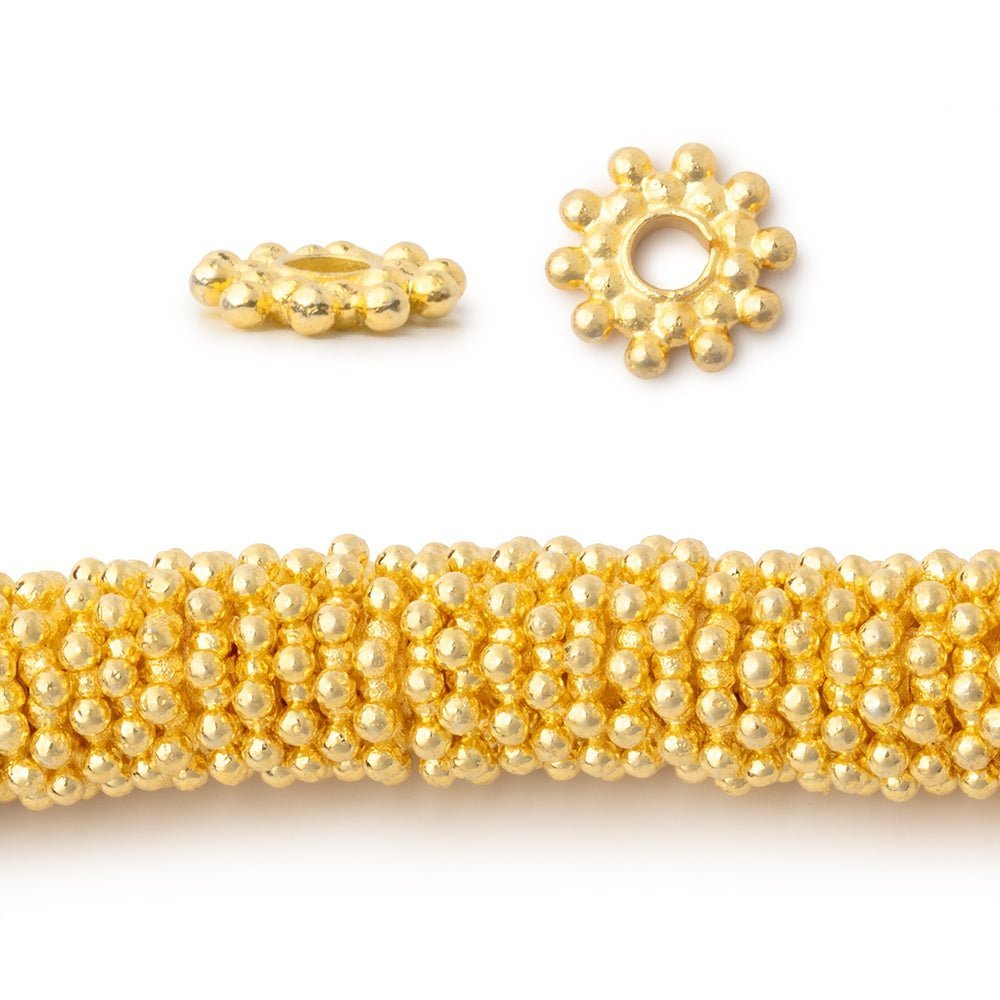 9mm Double Row Daisy Spacers - 3mm Hole, 8" Strand (Approx. 130 Beads) - AtlantaFindingsCompany