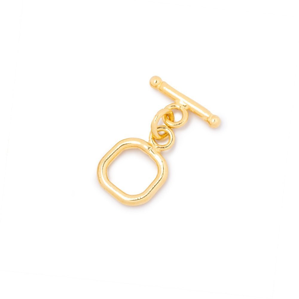 9mm Gold Vermeil Toggle Clasp - Rounded Square Design (1 Piece) - AtlantaFindingsCompany