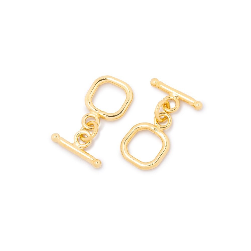9mm Gold Vermeil Toggle Clasp - Rounded Square Design (1 Piece) - AtlantaFindingsCompany