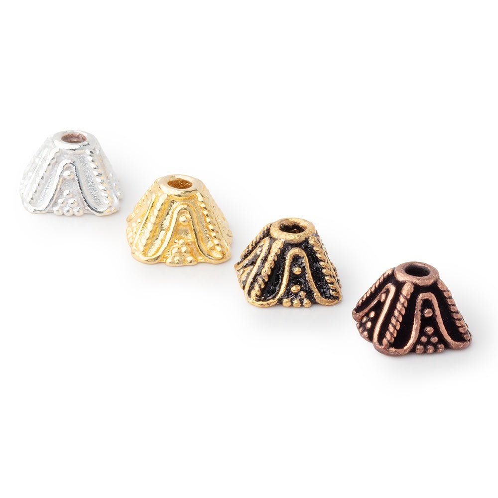 5x8mm Pyramid Bead Caps with Milgrain & Rope Detail - Set of 8 - Atlanta Findings