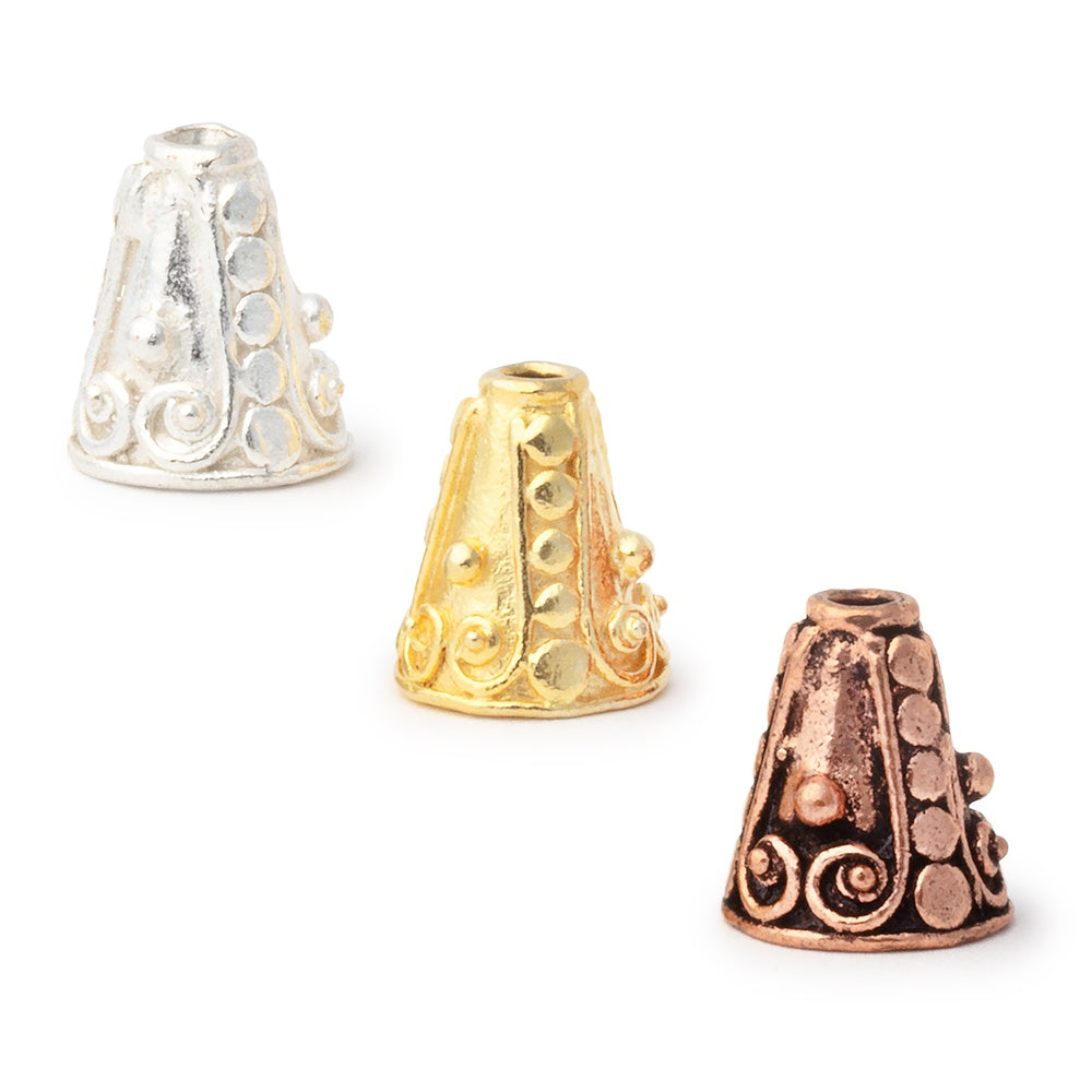 12x11mm Cone Beads with a Heart & Dot Design Set of 4 - AtlantaFindingsCompany.com