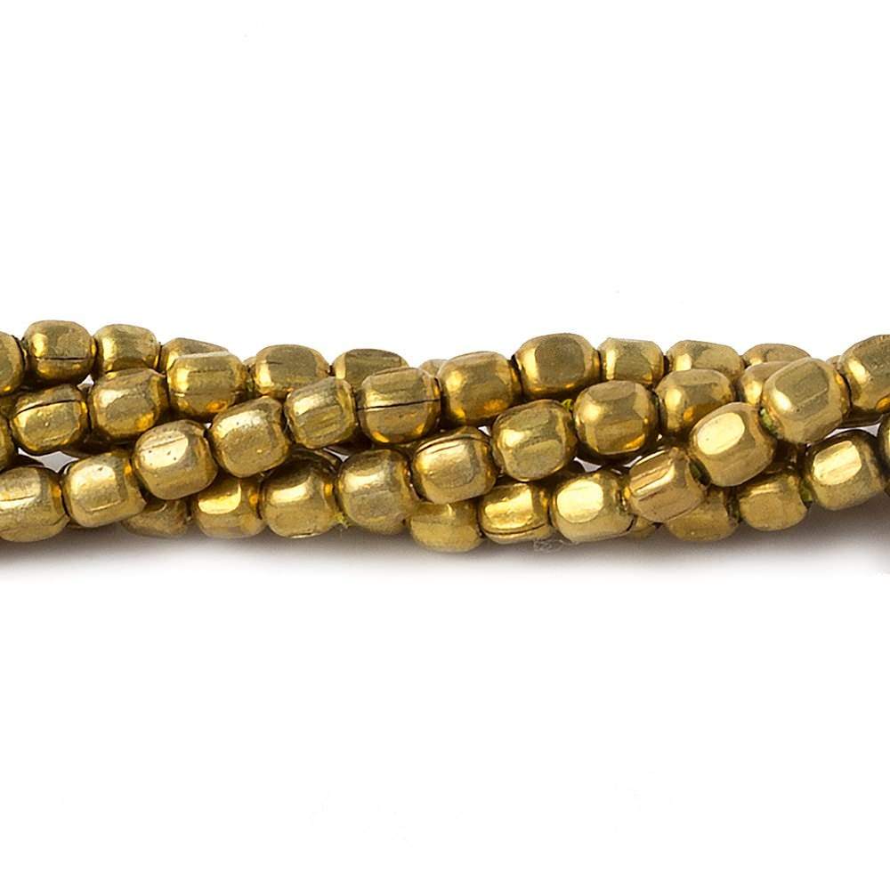 Solid Brass Plain Cube Beads - 8" Strand, Various Sizes - AtlantaFindingsCompany