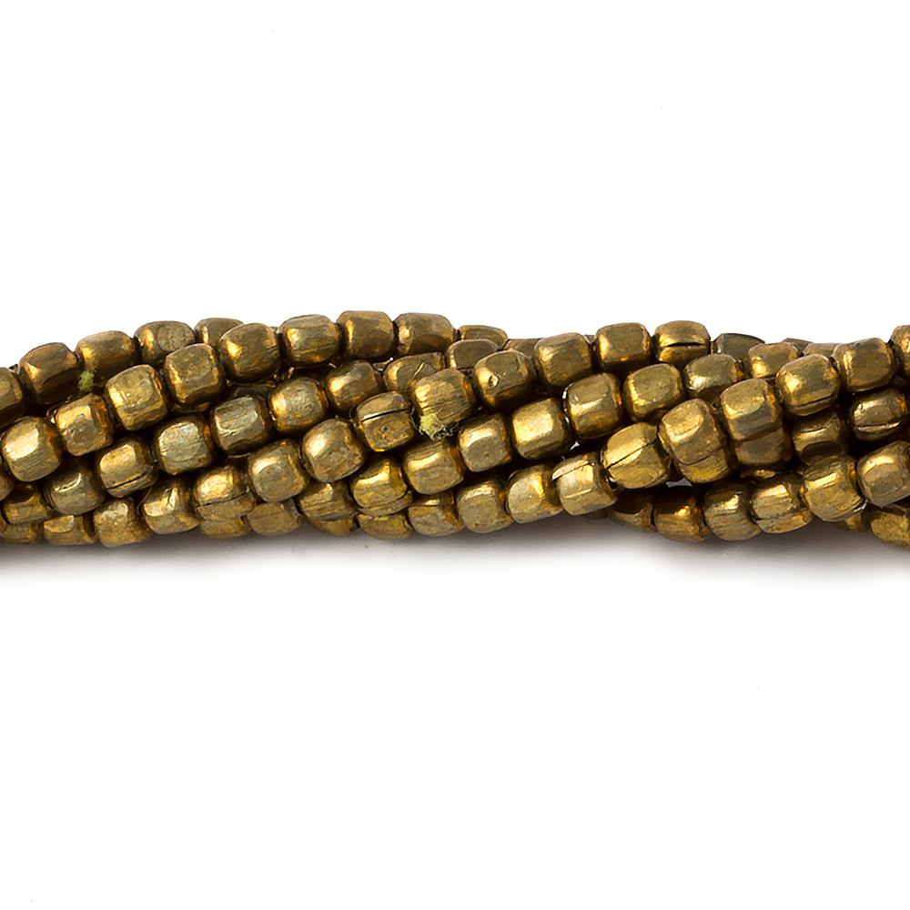 Solid Brass Plain Cube Beads - 8" Strand, Various Sizes - AtlantaFindingsCompany