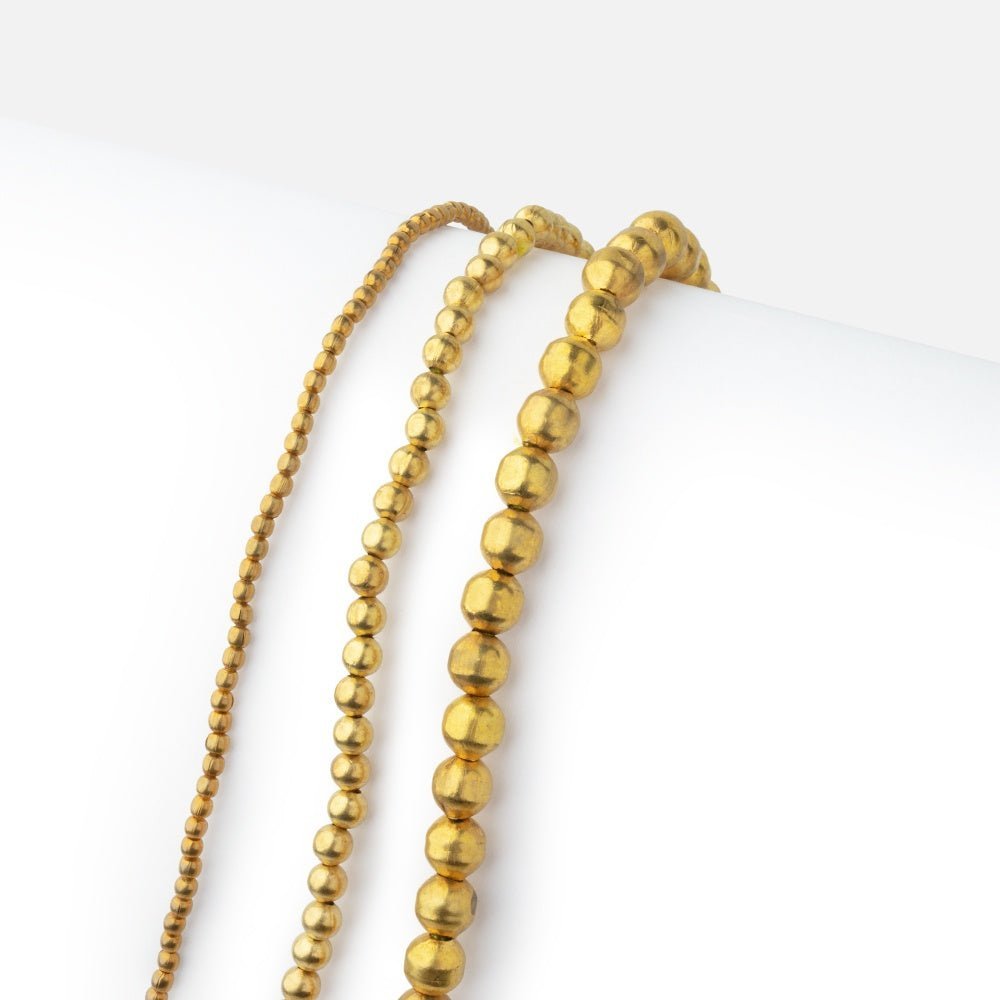 8 - Inch Strand of Plain Round Brass Beads - AtlantaFindingsCompany