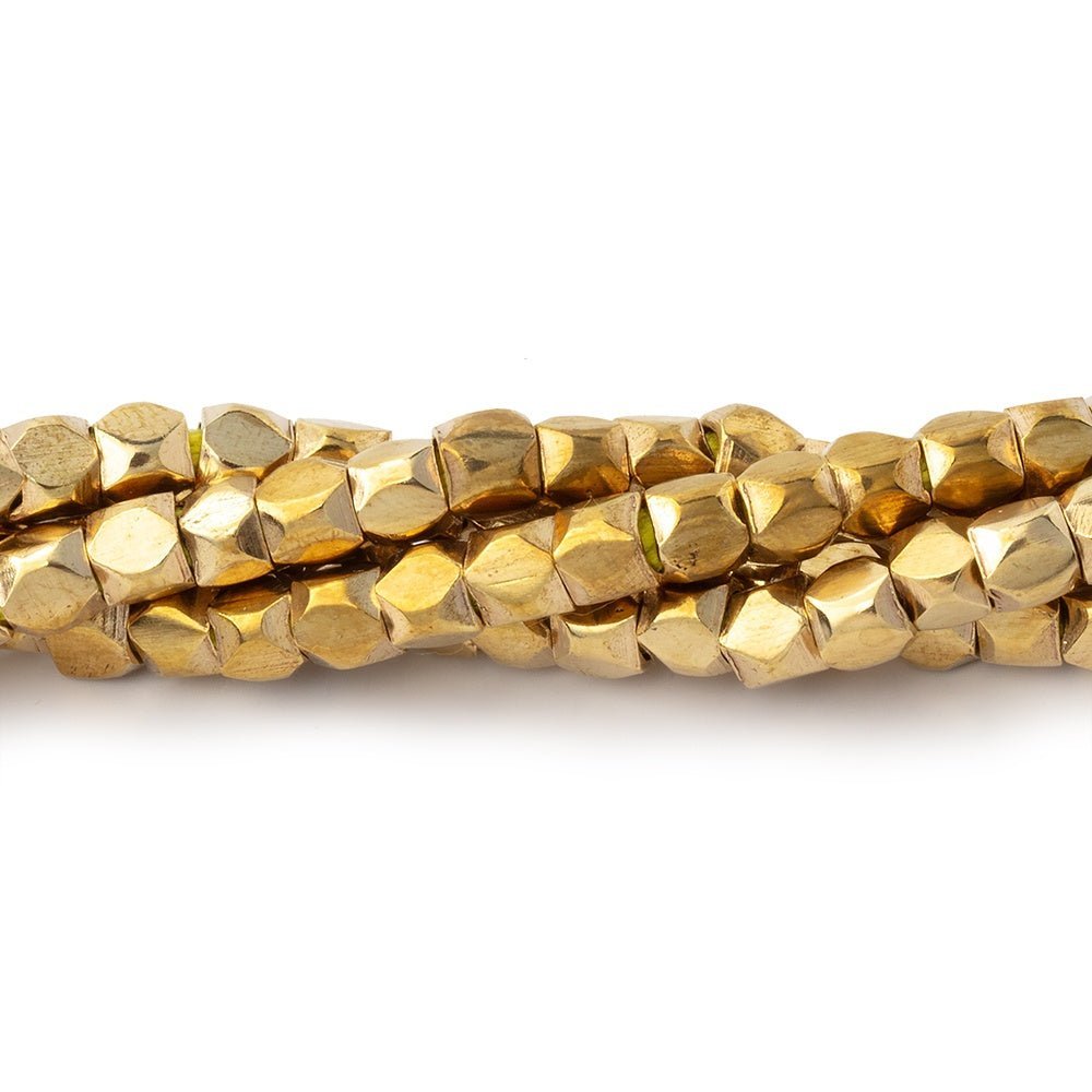 Hand Polished Red Brass Faceted Nugget Beads - 8" Strand - AtlantaFindingsCompany