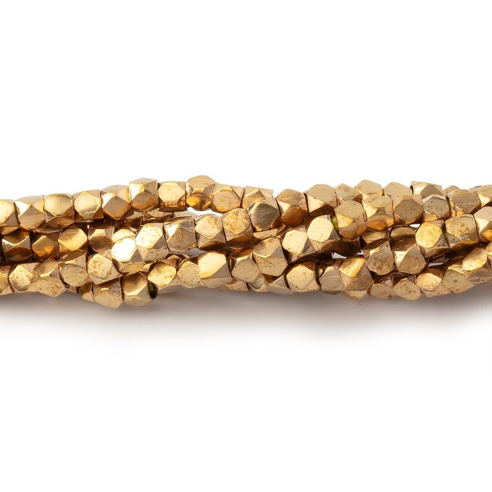 Hand Polished Red Brass Faceted Nugget Beads - 8" Strand - AtlantaFindingsCompany