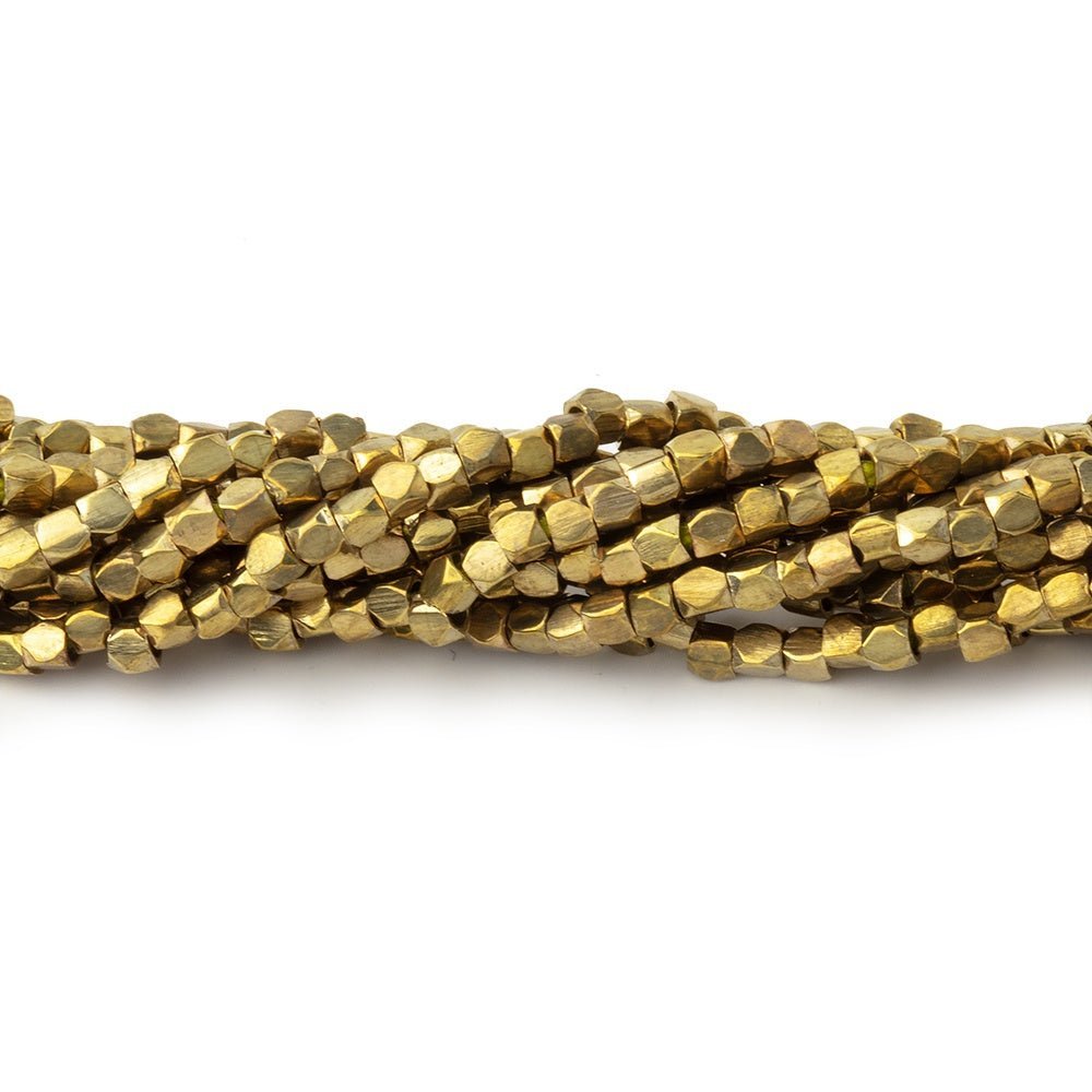 Hand - Polished Yellow Brass Faceted Nugget Beads - 8 - Inch Strand - AtlantaFindingsCompany