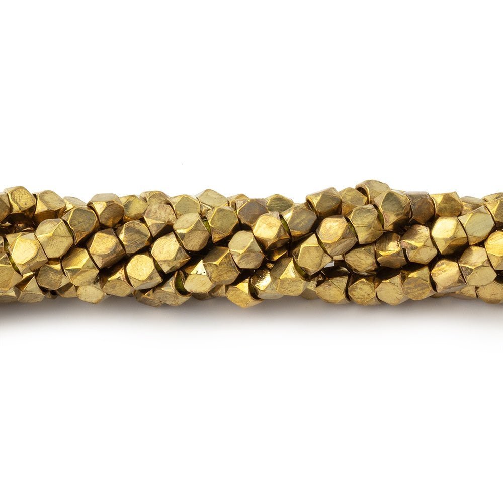 Hand - Polished Yellow Brass Faceted Nugget Beads - 8 - Inch Strand - AtlantaFindingsCompany