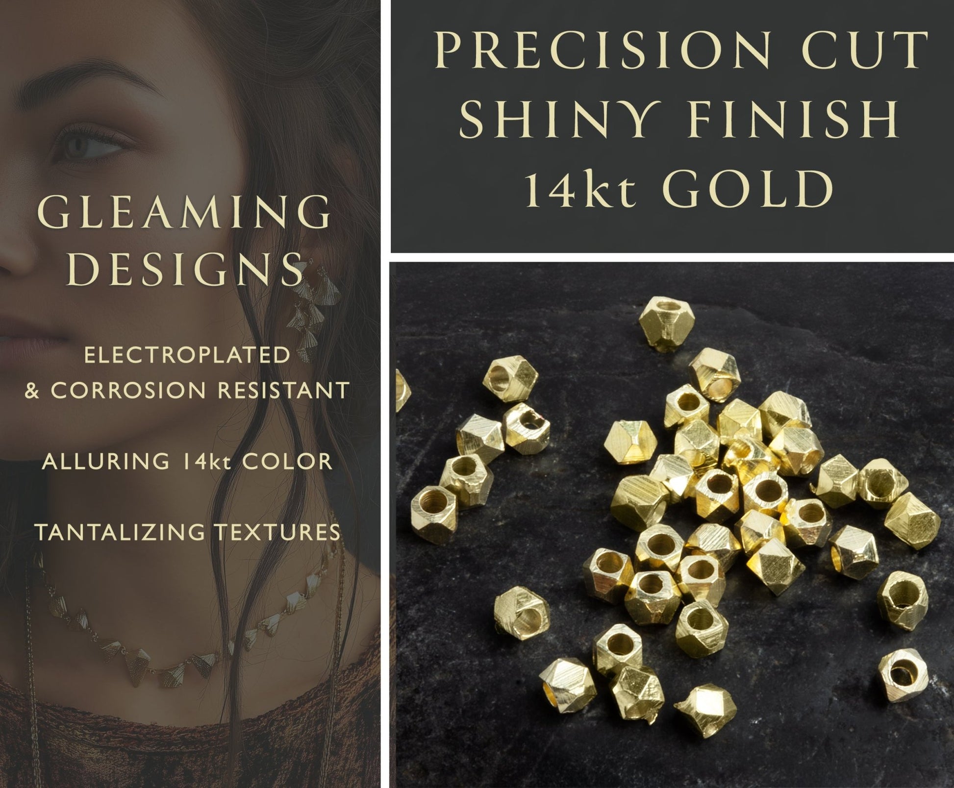 2.5mm Shiny Faceted Nugget Beads - 8 Inch Strand, Approx. 80 Pieces - AtlantaFindingsCompany