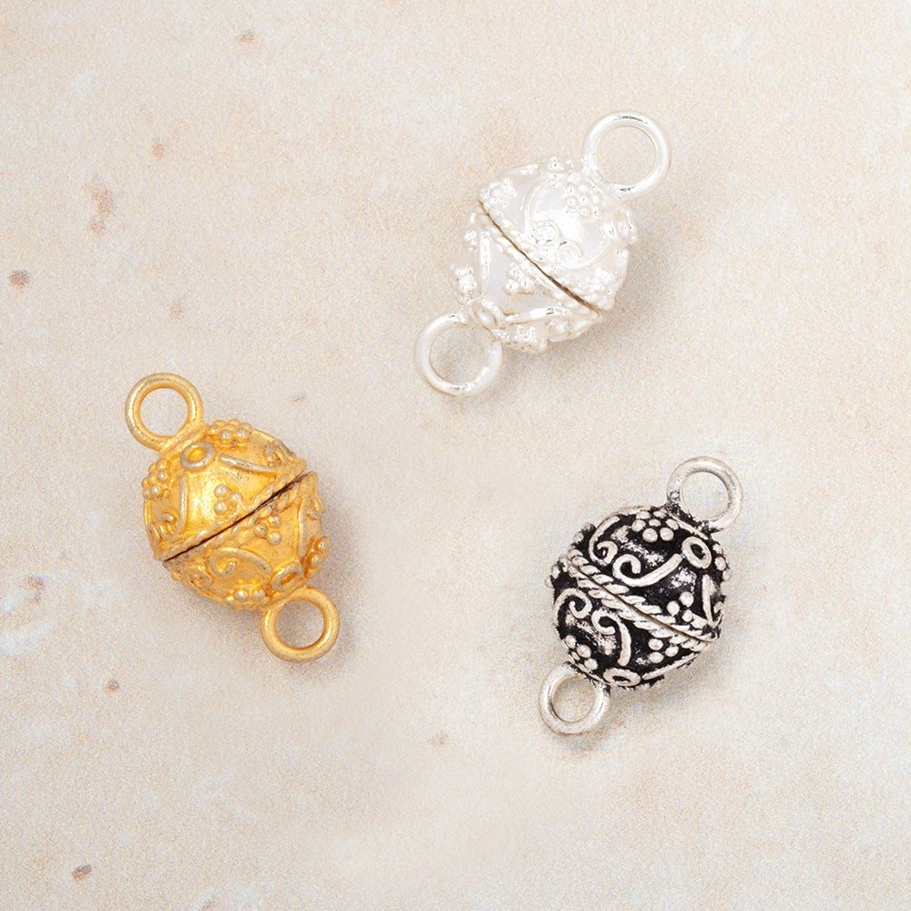 11mm Victorian Swag Magnetic Clasp for Jewelry Making - Gold, Silver, Antiqued Silver Plated (1 Piece) - AtlantaFindingsCompany