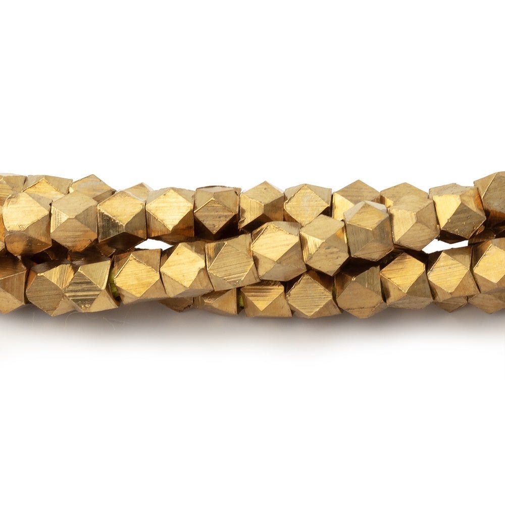 8" Strand of Shiny Brass Faceted Nugget Beads - AtlantaFindingsCompany