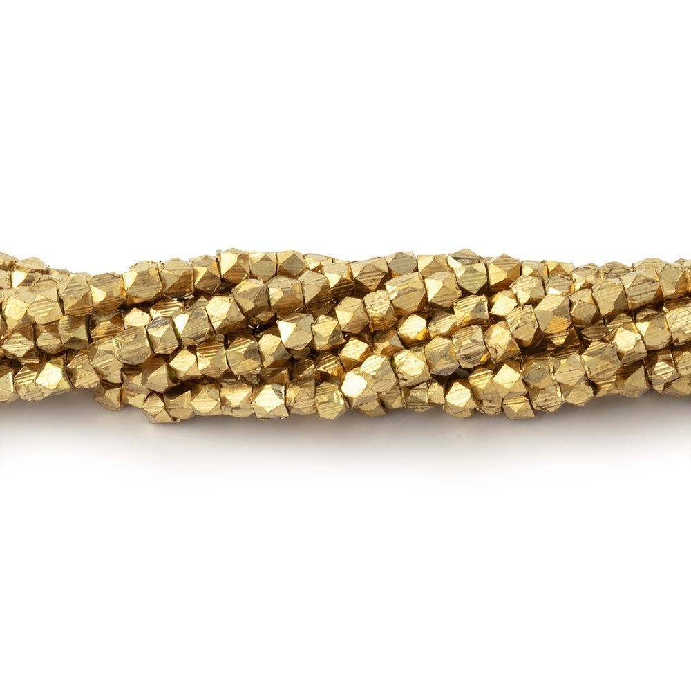 8" Strand of Shiny Brass Faceted Nugget Beads - AtlantaFindingsCompany