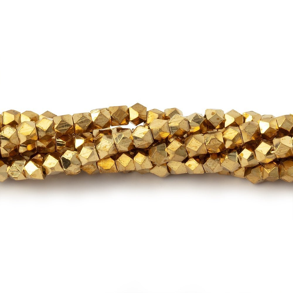 8" Strand of Shiny Brass Faceted Nugget Beads - AtlantaFindingsCompany